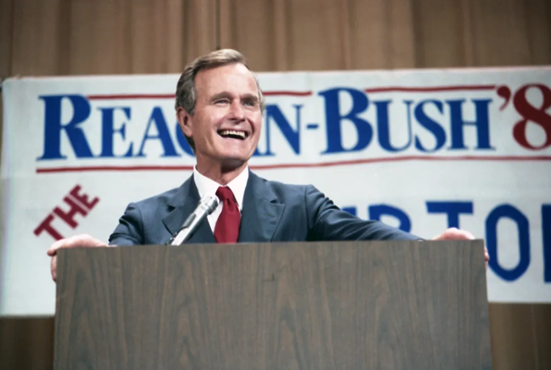 Vice President Bush participates in a campaign rally in Philadelphia, Pennsylvania