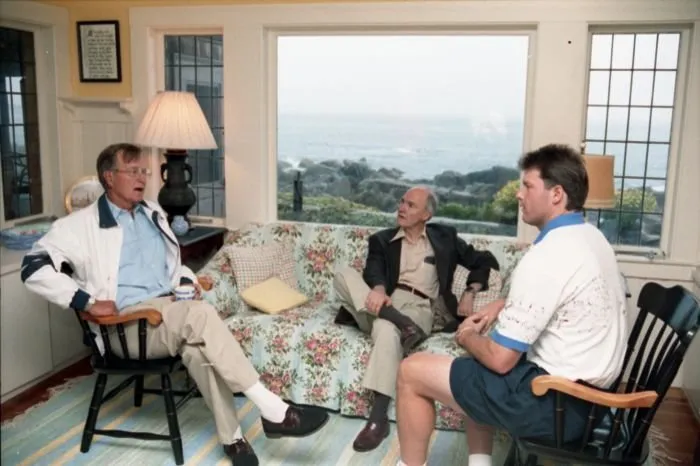 President Bush and Brent Scowcroft visit with Roger Clemens in Kennebunkport