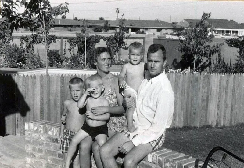 Jeb, Barbara holding Neil, George holding Marvin