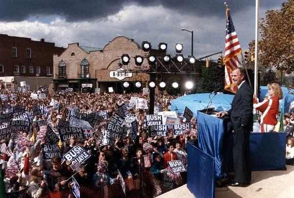 Vice President Bush attends a campaign ralley in Medina, OH