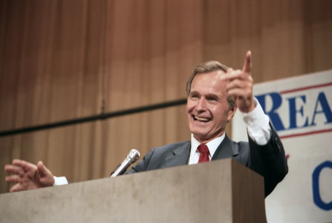 Vice President Bush participates in a campaign rally in Philadelphia, Pennsylvania