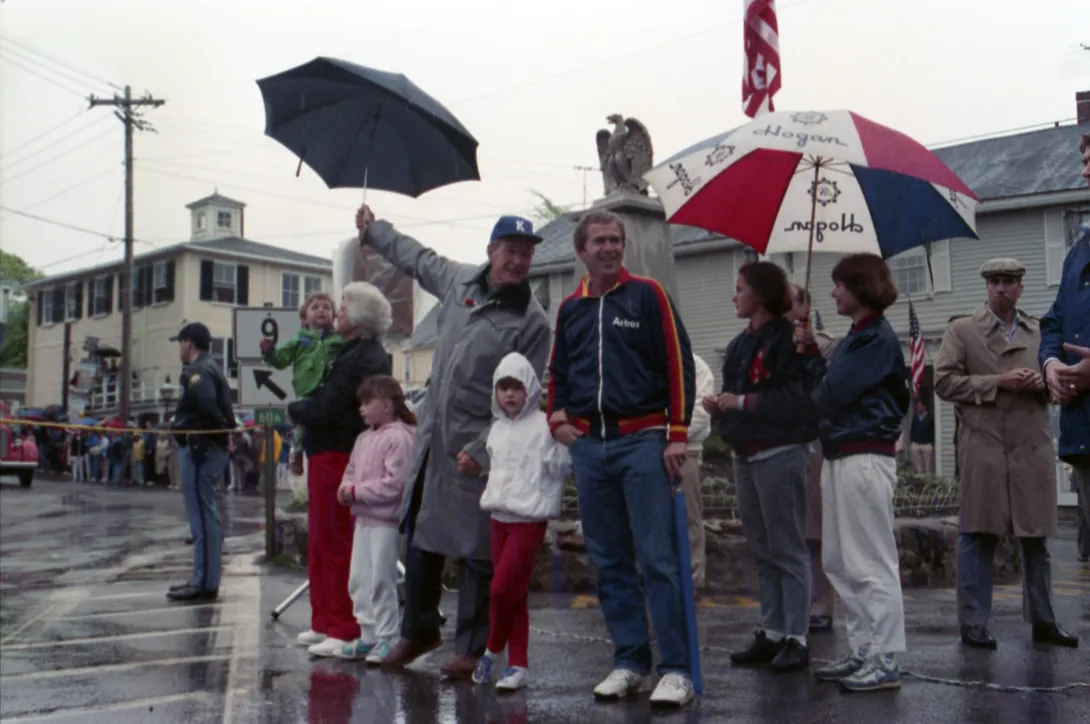 Vice President and Mrs. Bush attend the Memorial Day parade with members of their family including George W. Bush, Doro LeBlond, and their families