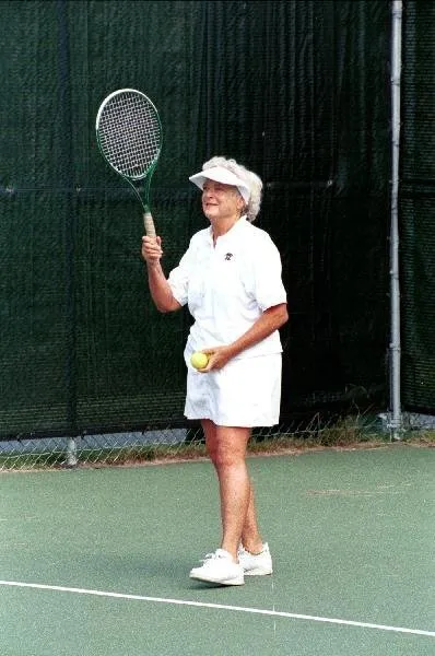 Barbara plays tennis at Walker's Point