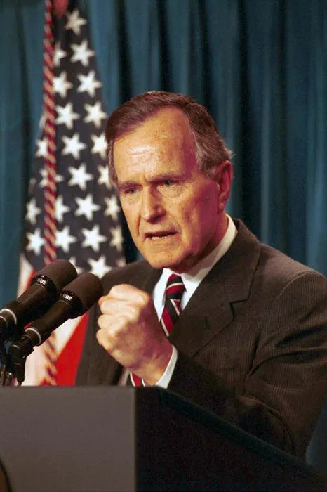 President Bush holds a press conference after Sec. Baker's meeting with Iraqi Foreign Minister Tariq Aziz in Geneva