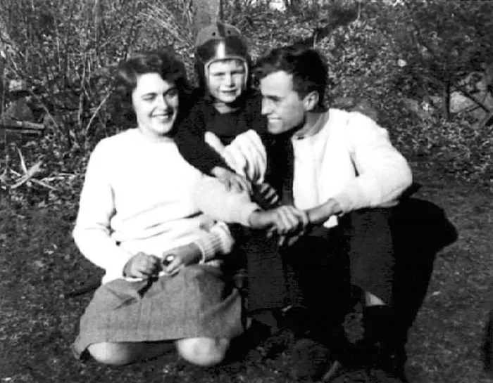 George Bush with Barbara Pierce (and George's youngest brother, Bucky), circa 1942