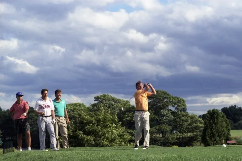 President Bush golfing in Kennebunkport with Jeb, Bobby Koch, and Ken Raynor