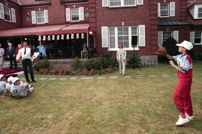 Playing catch at Polish Little League event