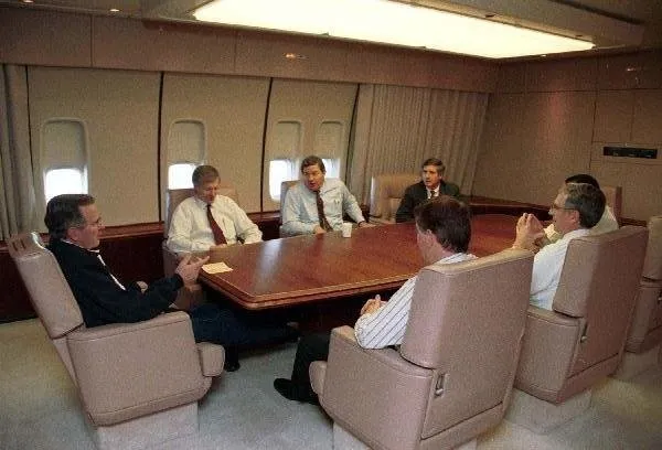 President Bush holds meeting on Air Force One