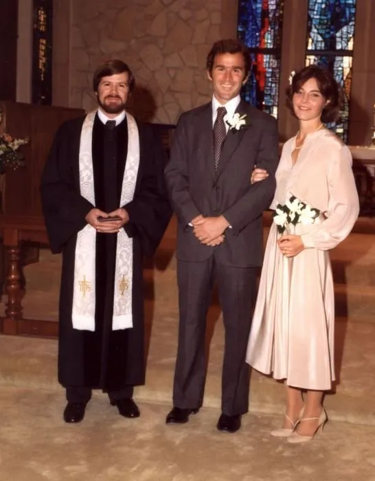 George W. and Laura on their Wedding Day