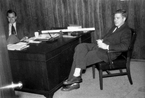 George Bush and Hugh Liedtke in Zapata Office