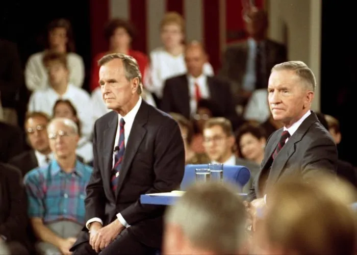President Bush, Governor Clinton, and Ross Perot during the second Presidential Debate in Richmond, Virginia