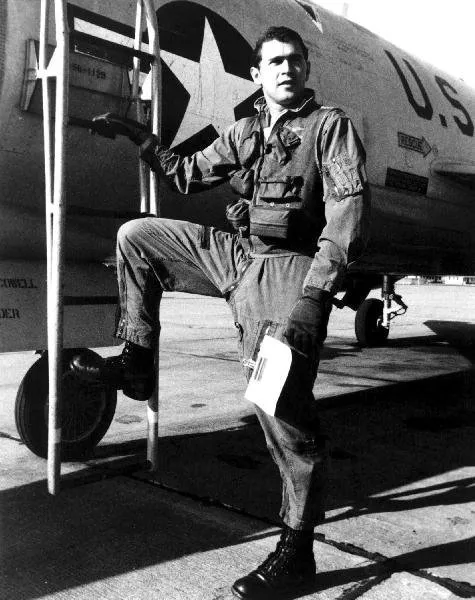 George W. Bush Climbing the Steps to his Texas National Guard Fighter Plane