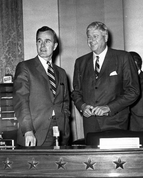 Congressman George Bush with Congressman Morton at Ways and Means Hearing