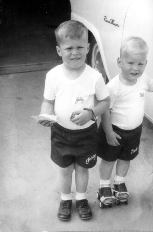 Jeb and Neil in Clothes Gampy Bush Bought them