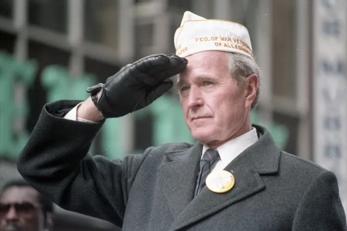 Vice President and Mrs. Bush participate in a Veterans Day parade in Pittsburgh, PA
