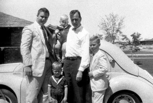 George and Bucky with George W., Jeb, and Neil