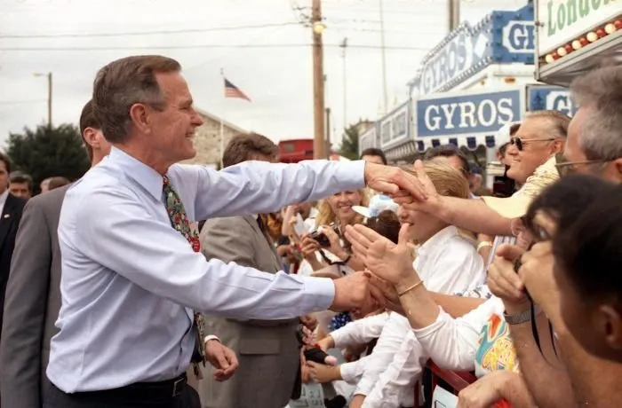 President Bush campaigns at a Strawberry Festival in Plant City, Florida
