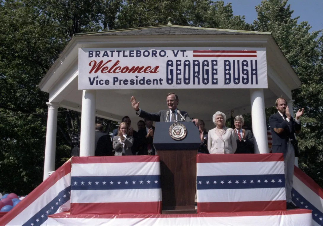 Vice President and Mrs. Bush campaign in Brattleboro, Vermont