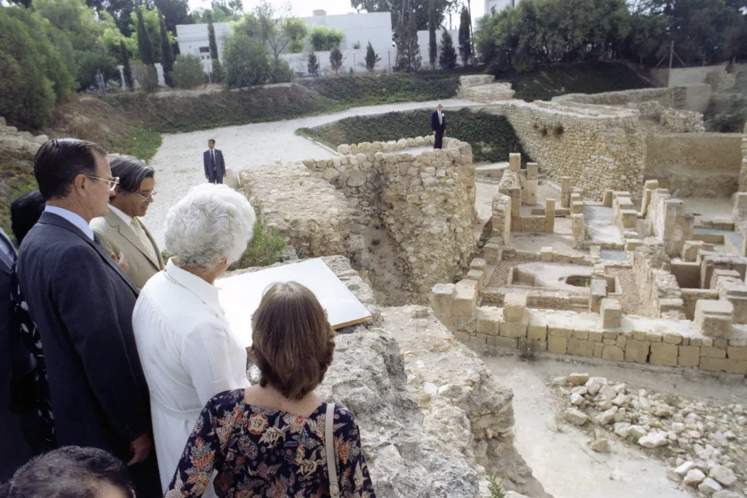 Vice President and Mrs. Bush tour Carthage in Tunis, Tunisia