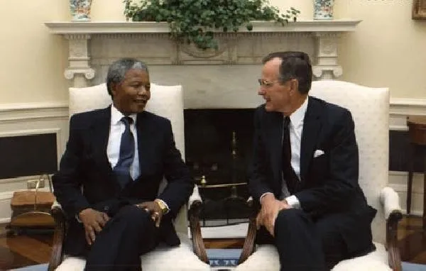President Bush and Nelson Mandela