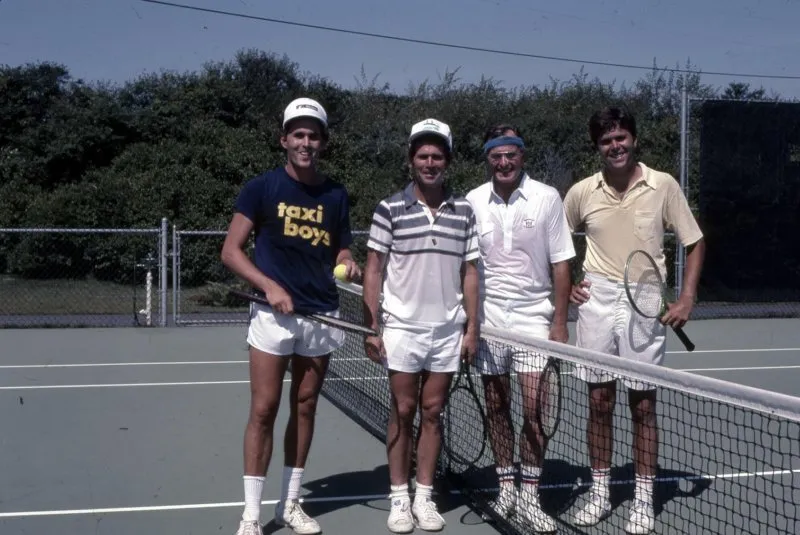 Marvin, George W., and Jeb play tennis in Kennebunkport, Maine
