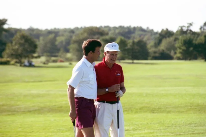 President Bush golfing in Kennebunkport with Jeb, Scowcroft, and Ken Raynor