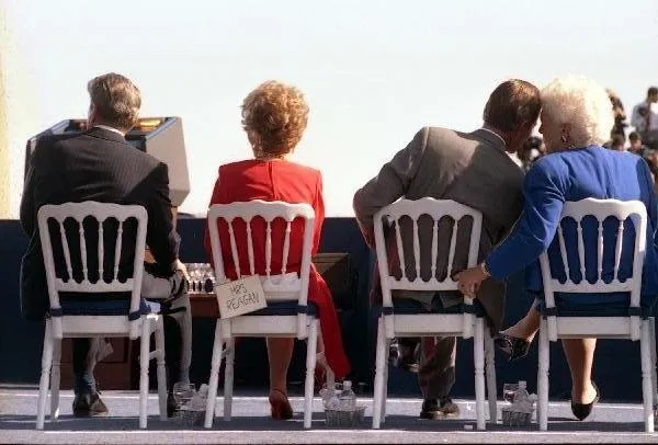 President and Mrs Bush at dedication of Reagan Library