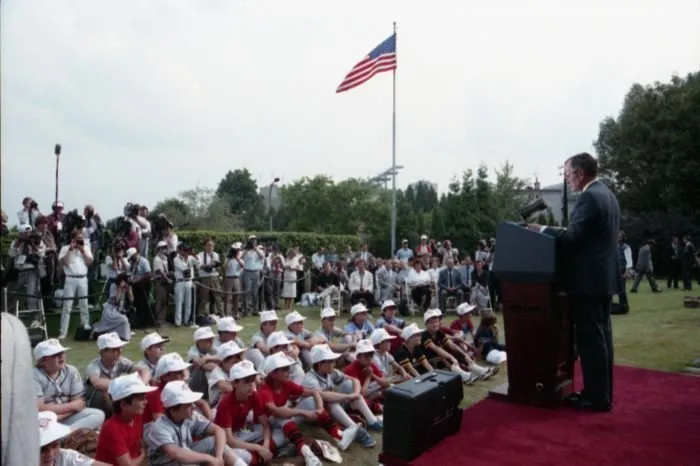 Playing catch at Polish Little League event