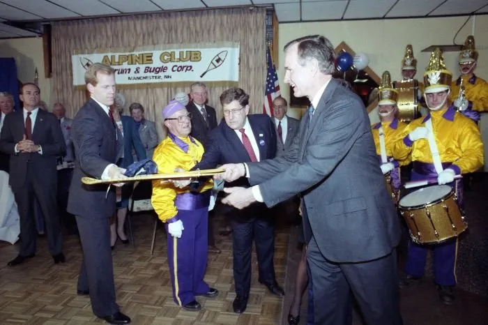 Vice President Bush campaigns at the Alpine Club in Manchester, New Hampshire