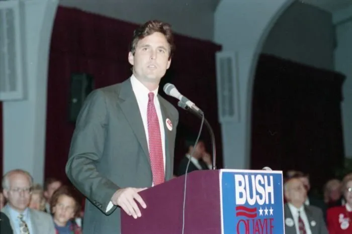 Marvin Bush introduces his mother at an Ask Barbara Bush Q&A Session in Stamford, Ct