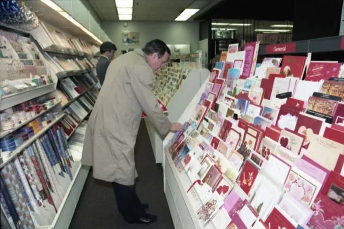 Vice President Bush picking out Valentine's Day cards.