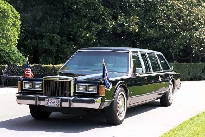 The President's limo outside the White House