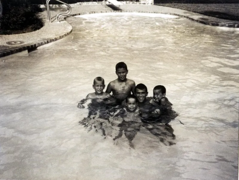 The Bush Family Children swimming at their home in Houston, Texas