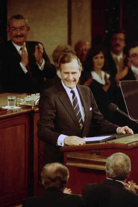 President Bush addresses Congress regarding end of war