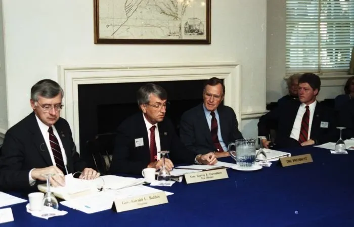 President Bush participates in opening sessions of the Education Summit in Charlottesville, VA