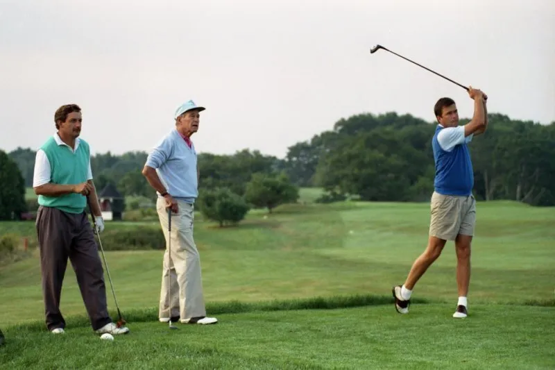 President Bush goes golfing with Ken Raynor and Jeb in Kennebunkport