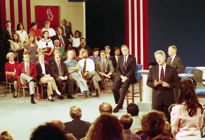 President Bush, Governor Clinton, and Ross Perot during the second Presidential Debate in Richmond, Virginia