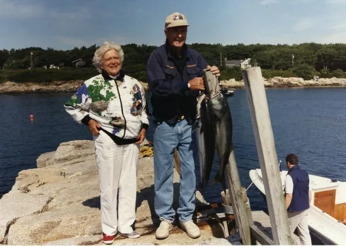 President Bush and Barbara Bush complete a fishing trip