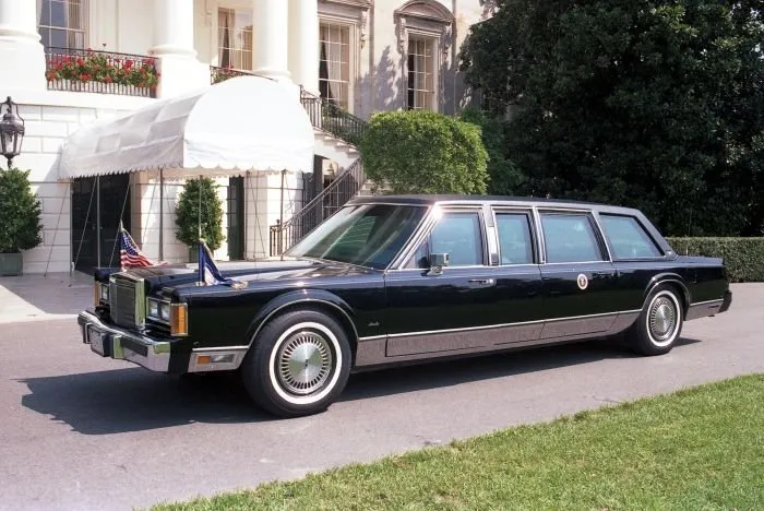 The President's limo outside the White House