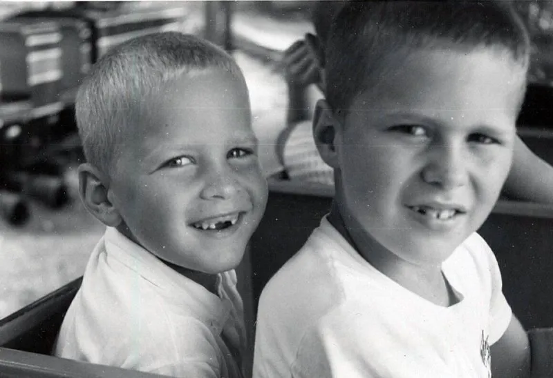 Jeb and Neil on the Train around the Park at the Houston Zoo