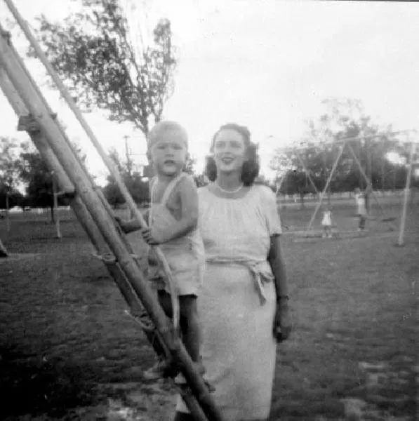 Barbara Bush Supervises her Son as he Plays in the Park, Midland, Texas
