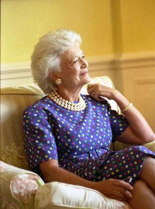 Official Portrait of Barbara Pierce Bush, taken in the White House Residence