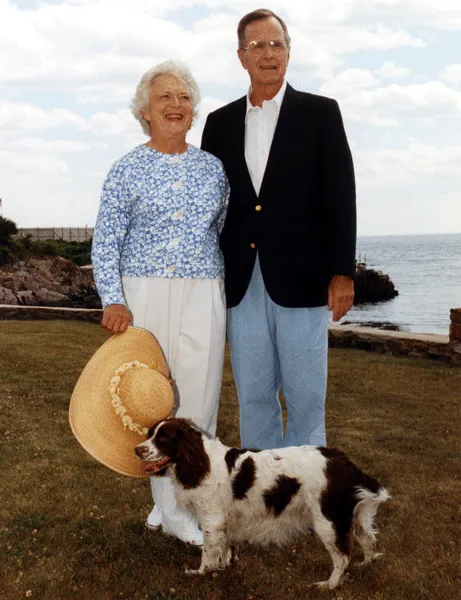Photograph of President George and Barbara Bush in Kennebunkport, Maine