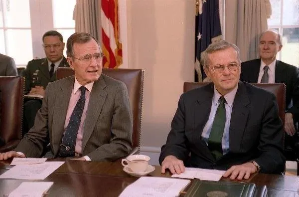 President Bush and Nick Brady in Cabinet Meeting