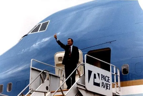 President Bush deplanes Air Force One