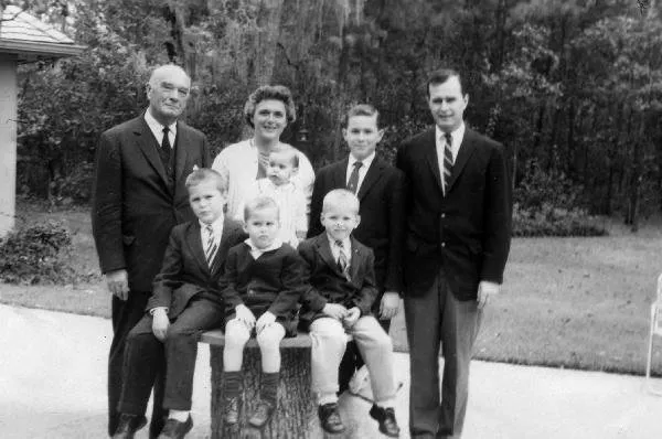 George Bush Family with Grandfather, Marvin Pierce
