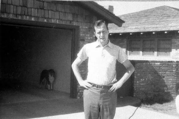 George Bush in Front of House in Midland