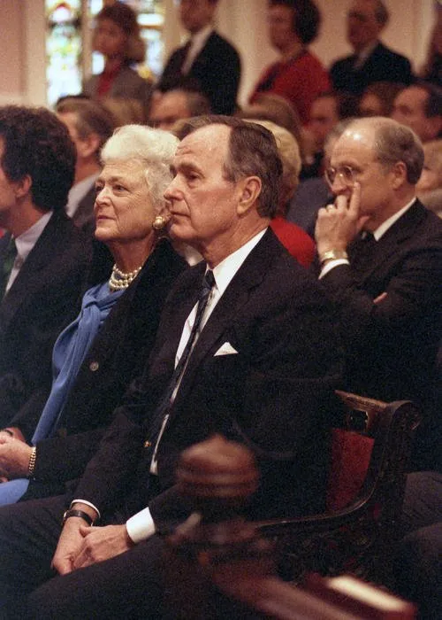 President and Mrs. Bush attend church services at St. John's Episcopal Church, Washington, DC.