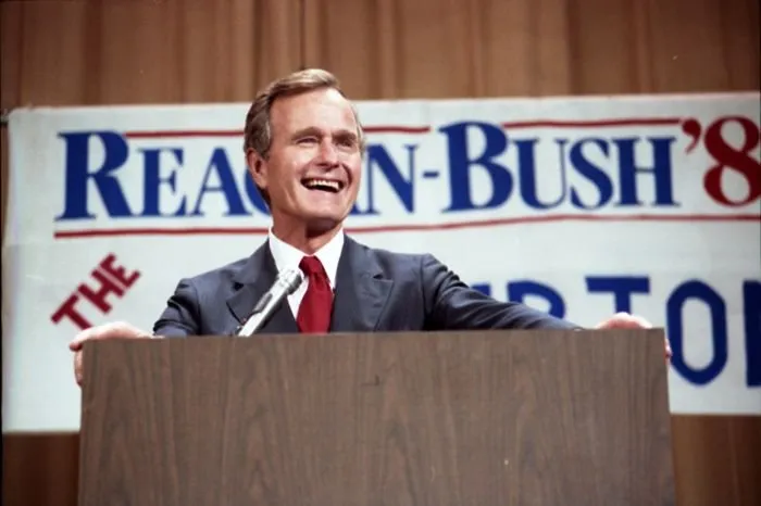 Vice President Bush participates in a campaign rally in Philadelphia, Pennsylvania