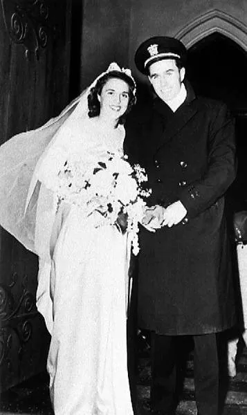 George Bush and Barbara Bush on their Wedding Day